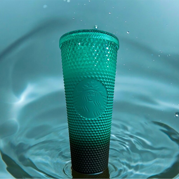 Starbucks 2022 Holiday Green Waxberry Mint Ombré Gradient Studded 24oz Tumbler - Picture 1 of 5